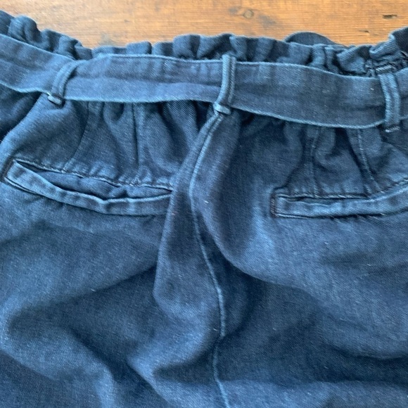 Loft High Rise Paper Bag Waist Dark Wash Cropped Denim Sz L - Picture 5 of 7